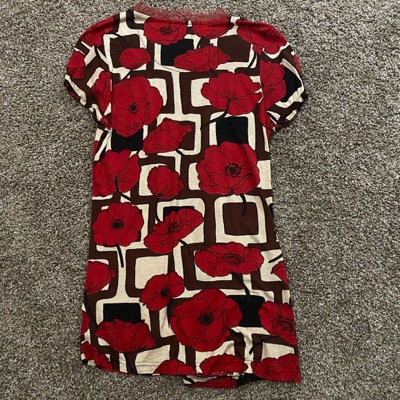 Shana K Womens Beaded Blouse Extra Large Red Floral Cap Sleeve V-neck Bodycon - Picture 4 of 12